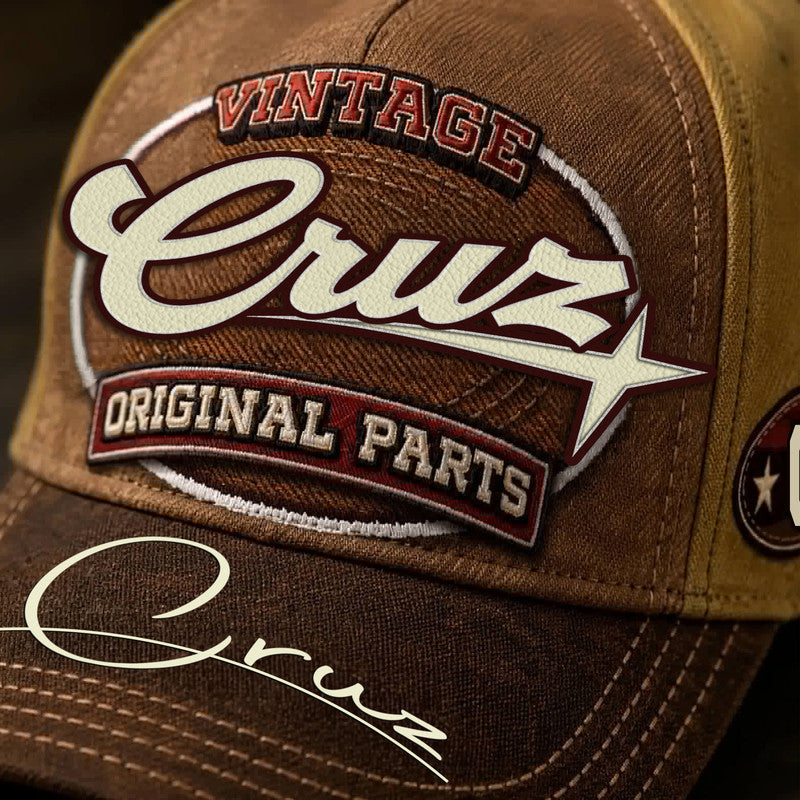 CRUZ TC02 HH79  Personalized Name Baseball Cap, Vintage Retro Hat, Custom Gift for Him & Her