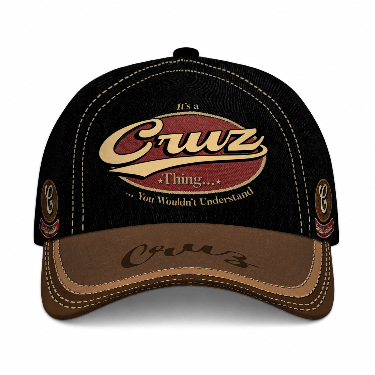 CRUZ  TC06 HH79 Personalized Distressed Baseball Cap, Custom Retro Trucker Hat, Statement Dad Cap