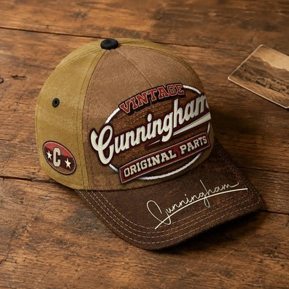 CUNNINGHAM TC02 HH79  Personalized Name Baseball Cap, Vintage Retro Hat, Custom Gift for Him & Her