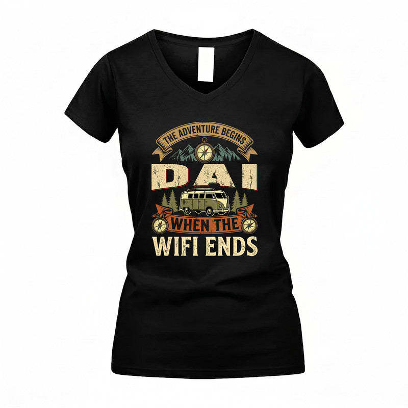 DAI TT898-K6-229 – Personalized Funny Camping Quote Apparel “The Adventure Begins When The WiFi Ends”