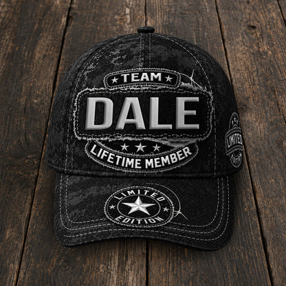 DALE TC03 HH79  Personalized Black Camo Baseball Cap, Custom Name Family Hat