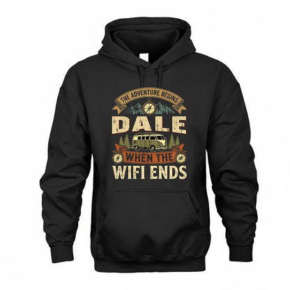 DALE TT898-K6-229 – Personalized Funny Camping Quote Apparel “The Adventure Begins When The WiFi Ends”