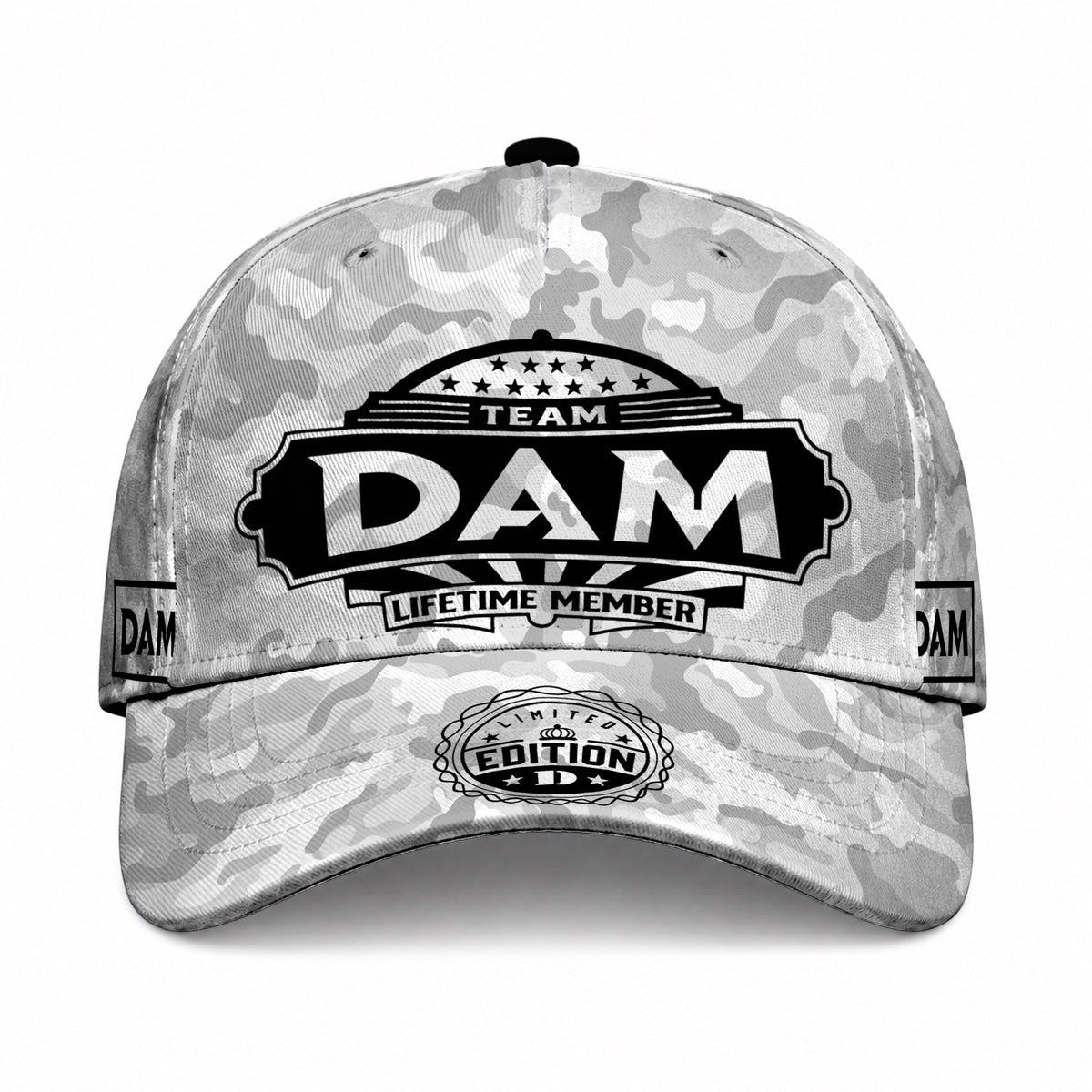DAM TC01 HH79 Team Your Name Hat, Personalized Camo Baseball Cap, Custom Family Gift, Gift for Him Her