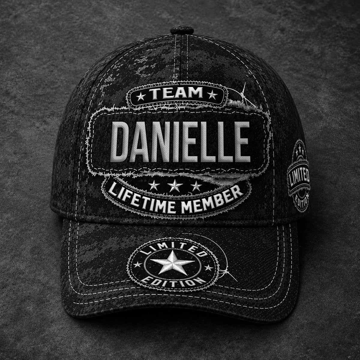 DANIELLE TC03 HH79  Personalized Black Camo Baseball Cap, Custom Name Family Hat
