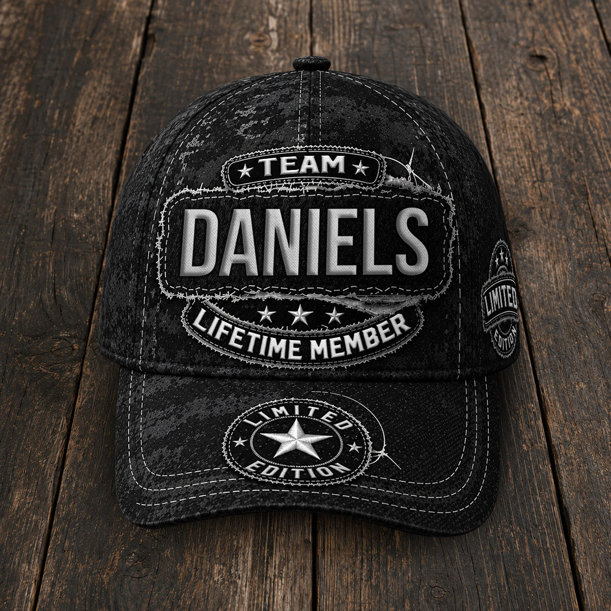 DANIELS TC03 HH79  Personalized Black Camo Baseball Cap, Custom Name Family Hat