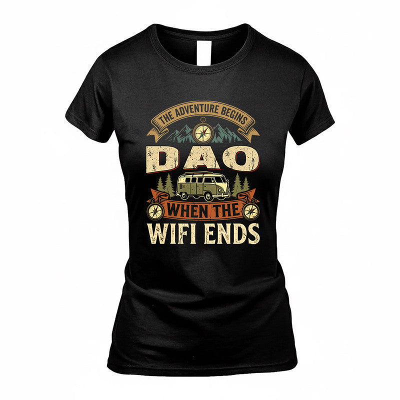 DAO TT898-K6-229 – Personalized Funny Camping Quote Apparel “The Adventure Begins When The WiFi Ends”