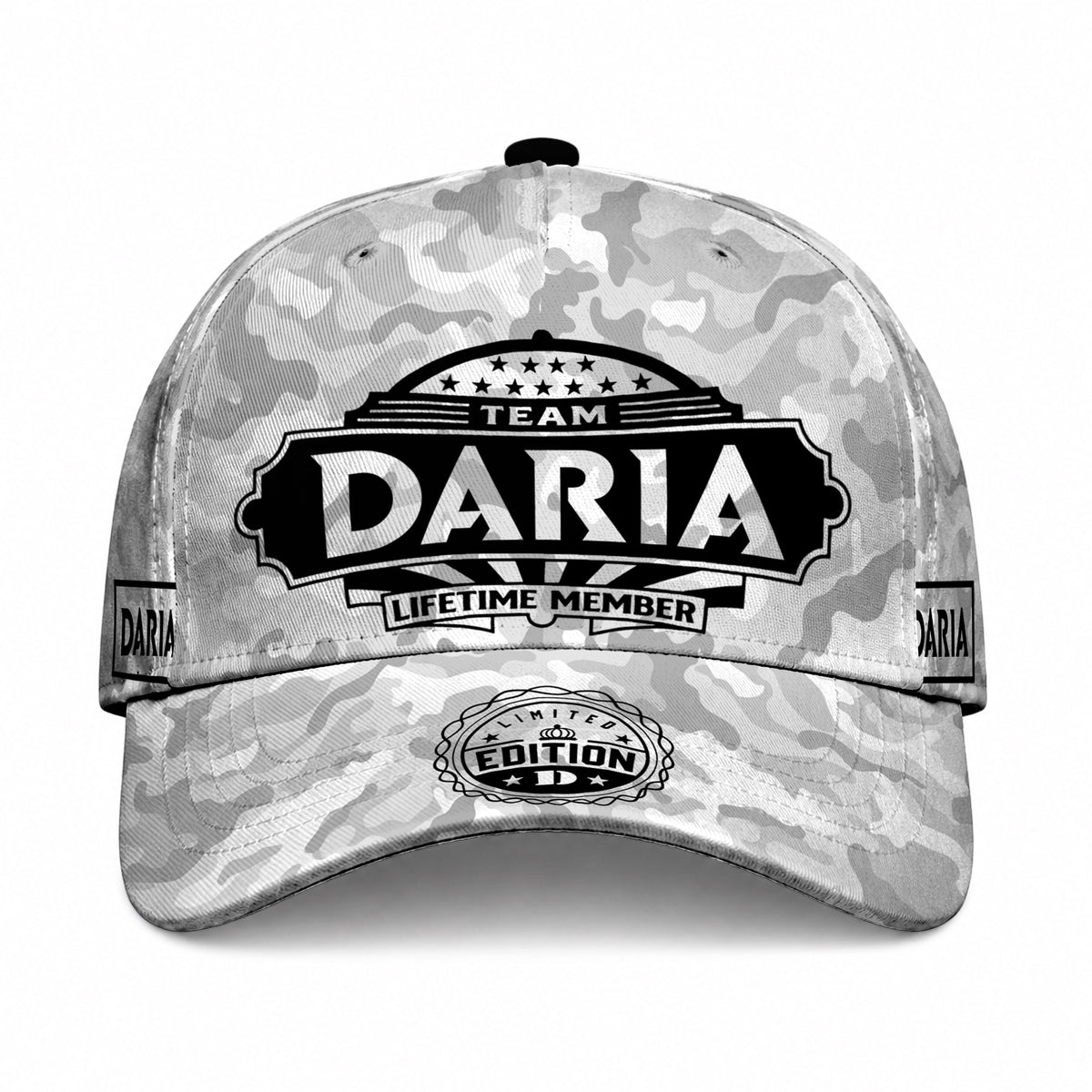 DARIA TC01 HH79 Team Your Name Hat, Personalized Camo Baseball Cap, Custom Family Gift, Gift for Him Her