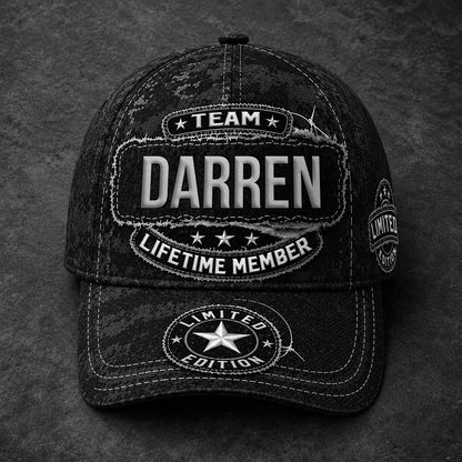 DARREN TC03 HH79  Personalized Black Camo Baseball Cap, Custom Name Family Hat