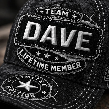 DAVE TC03 HH79  Personalized Black Camo Baseball Cap, Custom Name Family Hat