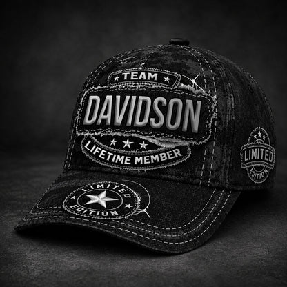 DAVIDSON TC03 HH79  Personalized Black Camo Baseball Cap, Custom Name Family Hat