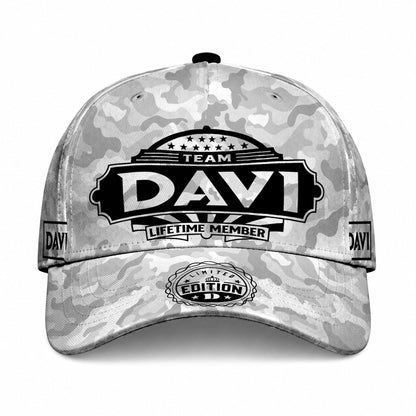 DAVI TC01 HH79 Team Your Name Hat, Personalized Camo Baseball Cap, Custom Family Gift, Gift for Him Her