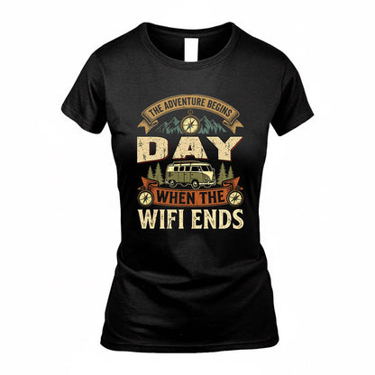 DAY TT898-K6-229 – Personalized Funny Camping Quote Apparel “The Adventure Begins When The WiFi Ends”