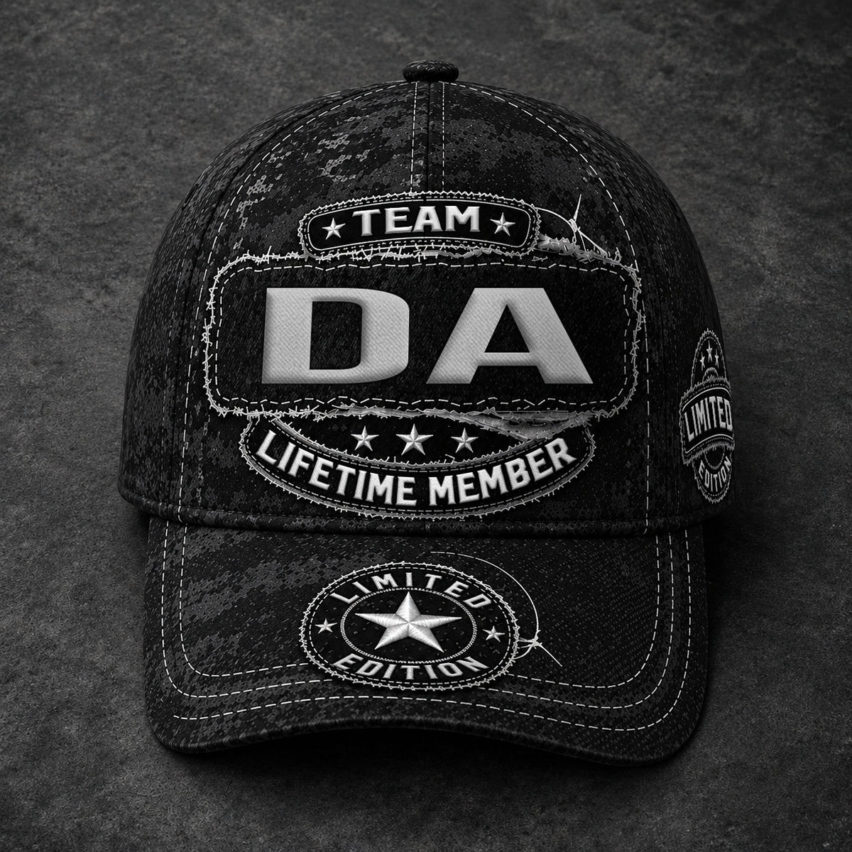 DA TC03 HH79  Personalized Black Camo Baseball Cap, Custom Name Family Hat