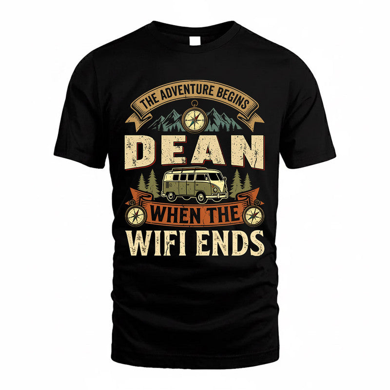 DEAN TT898-K6-229 – Personalized Funny Camping Quote Apparel “The Adventure Begins When The WiFi Ends”