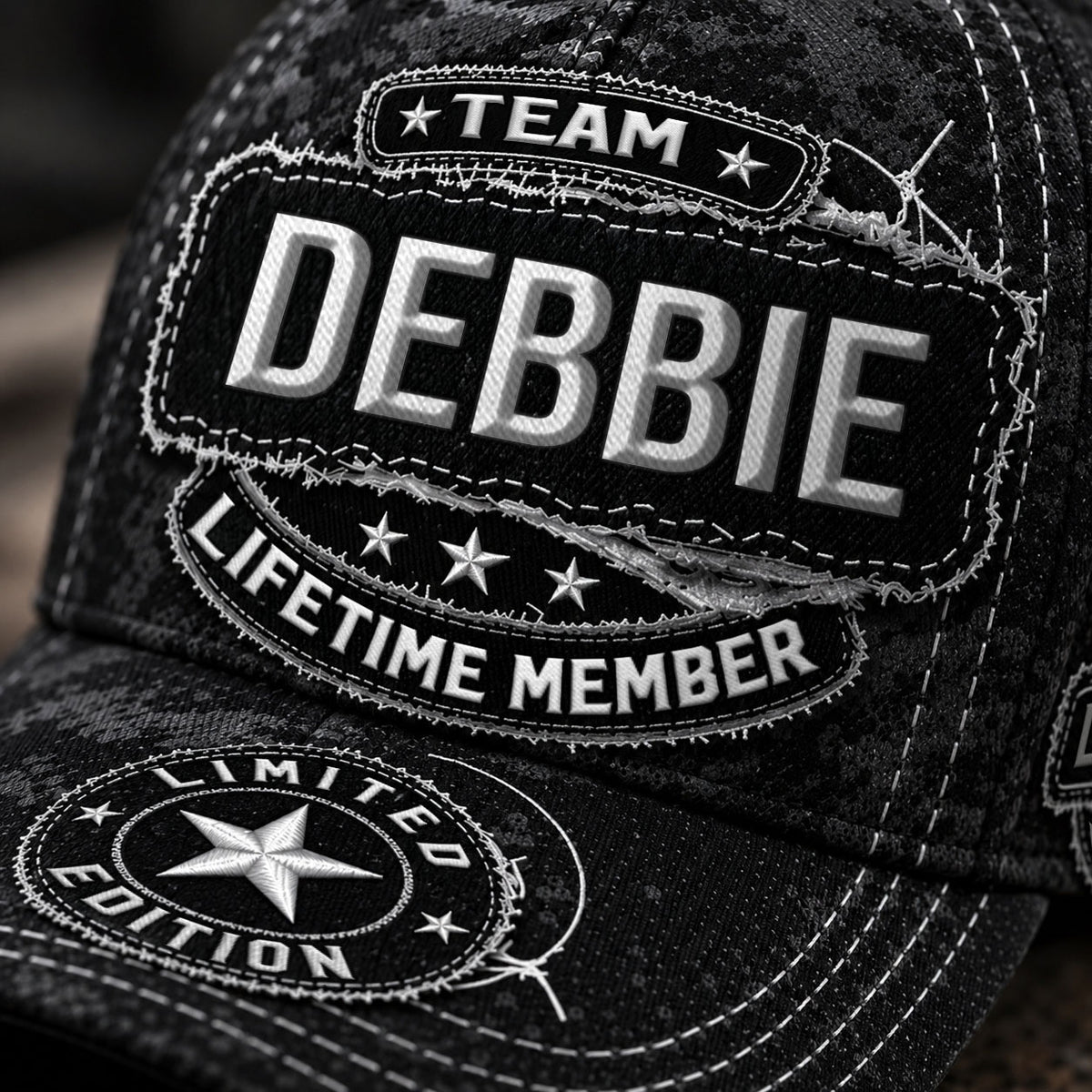 DEBBIE TC03 HH79  Personalized Black Camo Baseball Cap, Custom Name Family Hat