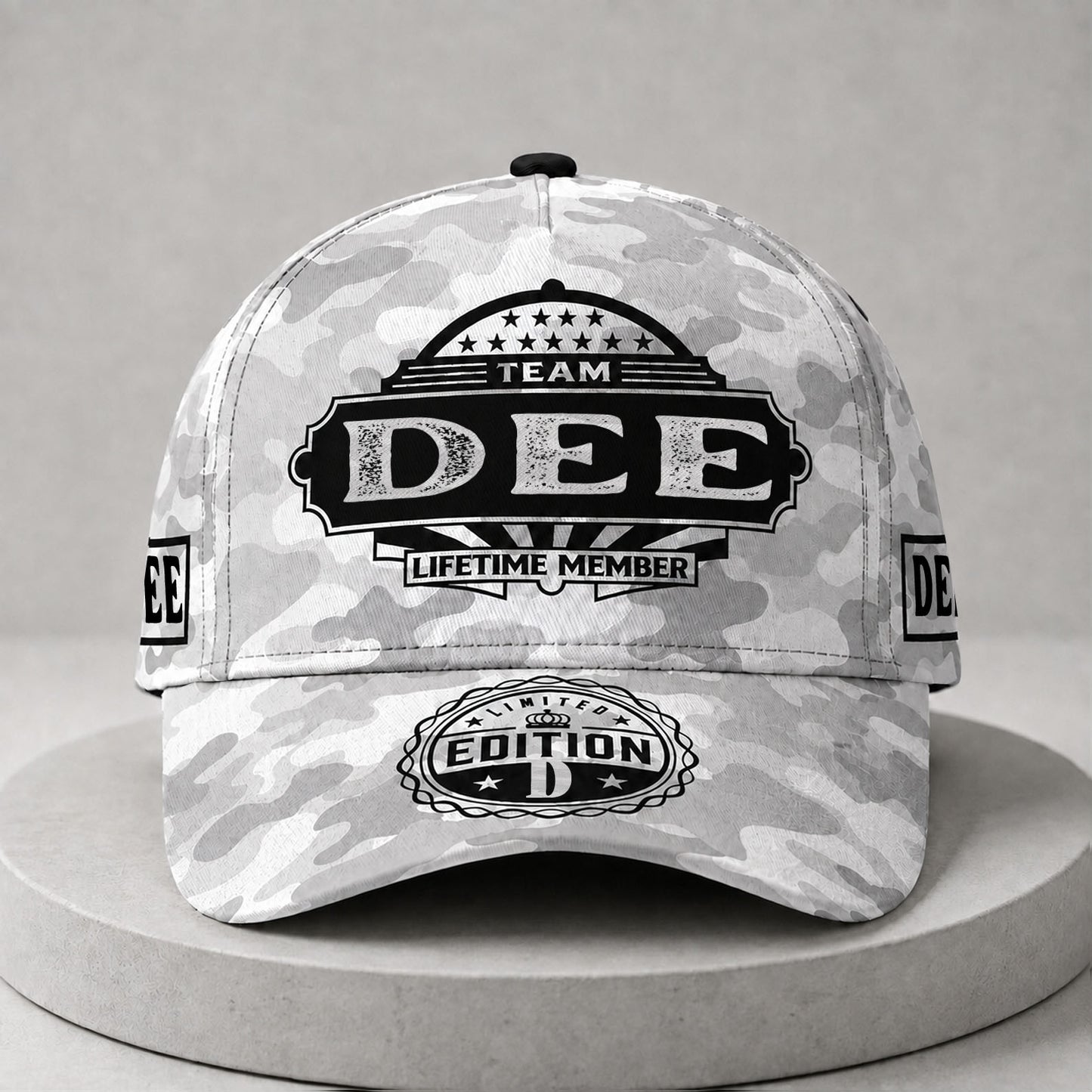 DEE TC01 HH79 Team Your Name Hat, Personalized Camo Baseball Cap, Custom Family Gift, Gift for Him Her