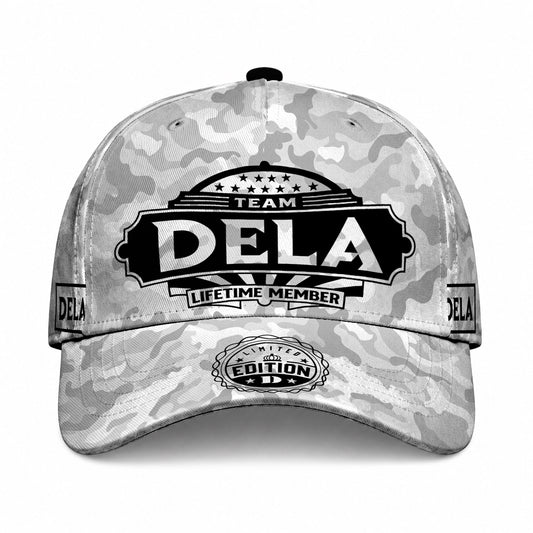 DELA TC01 HH79 Team Your Name Hat, Personalized Camo Baseball Cap, Custom Family Gift, Gift for Him Her