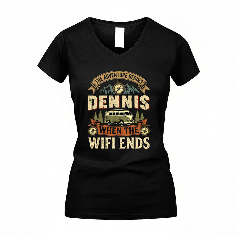 DENNIS TT898-K6-229 – Personalized Funny Camping Quote Apparel “The Adventure Begins When The WiFi Ends”