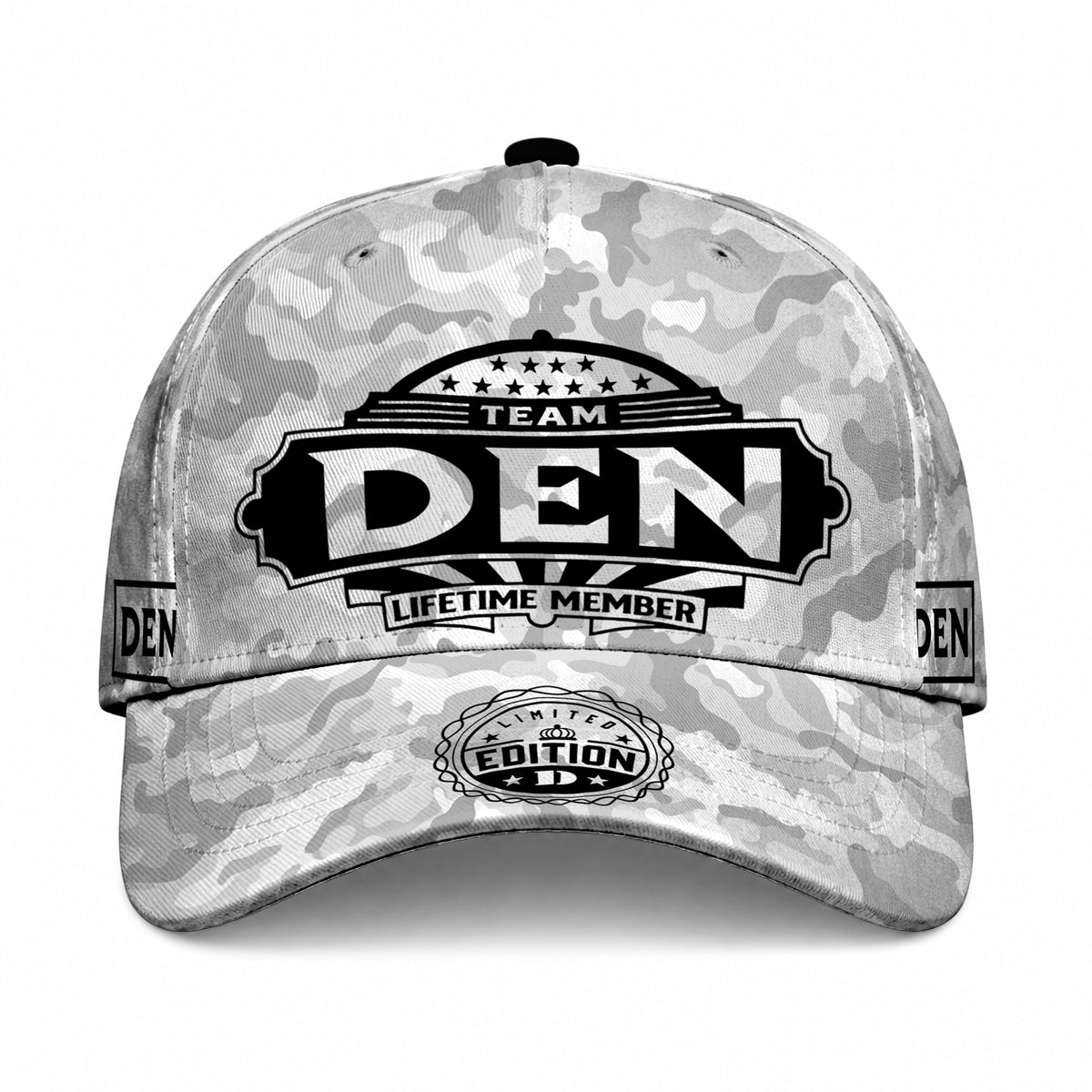 DEN TC01 HH79 Team Your Name Hat, Personalized Camo Baseball Cap, Custom Family Gift, Gift for Him Her