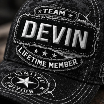 DEVIN TC03 HH79  Personalized Black Camo Baseball Cap, Custom Name Family Hat