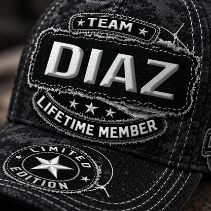 DIAZ TC03 HH79  Personalized Black Camo Baseball Cap, Custom Name Family Hat