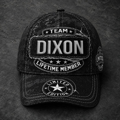 DIXON TC03 HH79  Personalized Black Camo Baseball Cap, Custom Name Family Hat