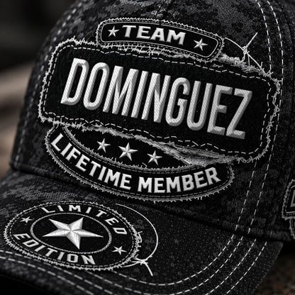 DOMINGUEZ TC03 HH79  Personalized Black Camo Baseball Cap, Custom Name Family Hat