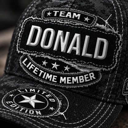 DONALD TC03 HH79  Personalized Black Camo Baseball Cap, Custom Name Family Hat