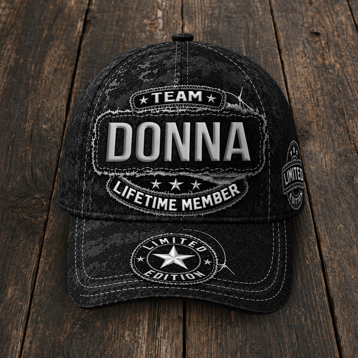 DONNA TC03 HH79  Personalized Black Camo Baseball Cap, Custom Name Family Hat