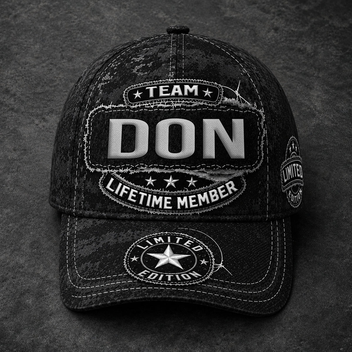 DON TC03 HH79  Personalized Black Camo Baseball Cap, Custom Name Family Hat