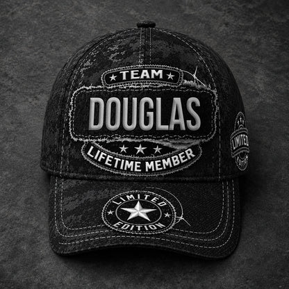 DOUGLAS TC03 HH79  Personalized Black Camo Baseball Cap, Custom Name Family Hat