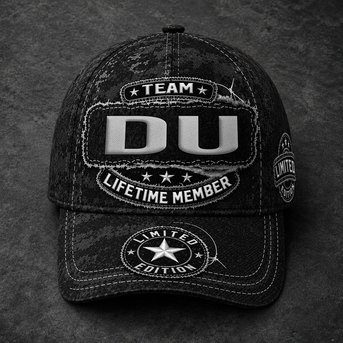 DU TC03 HH79  Personalized Black Camo Baseball Cap, Custom Name Family Hat
