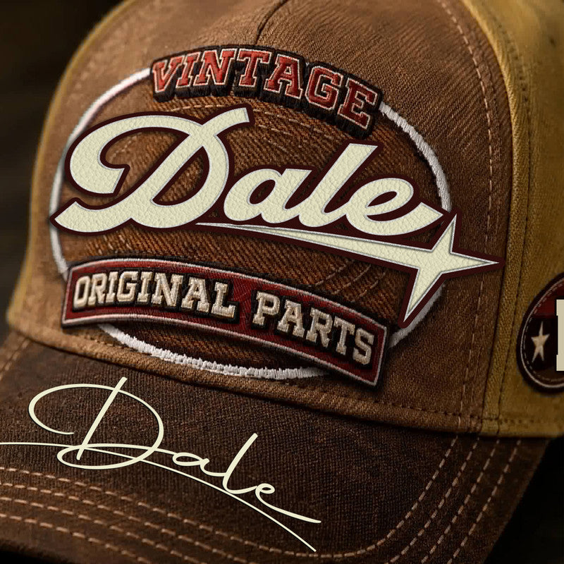DALE TC02 HH79  Personalized Name Baseball Cap, Vintage Retro Hat, Custom Gift for Him & Her