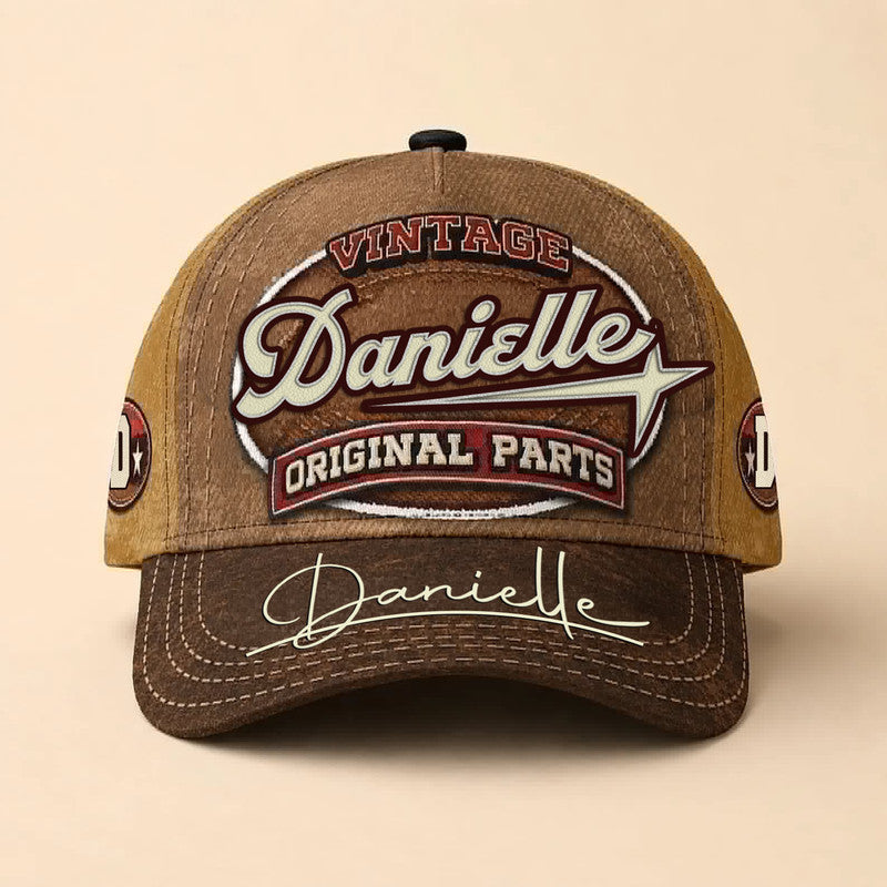 DANIELLE TC02 HH79  Personalized Name Baseball Cap, Vintage Retro Hat, Custom Gift for Him & Her