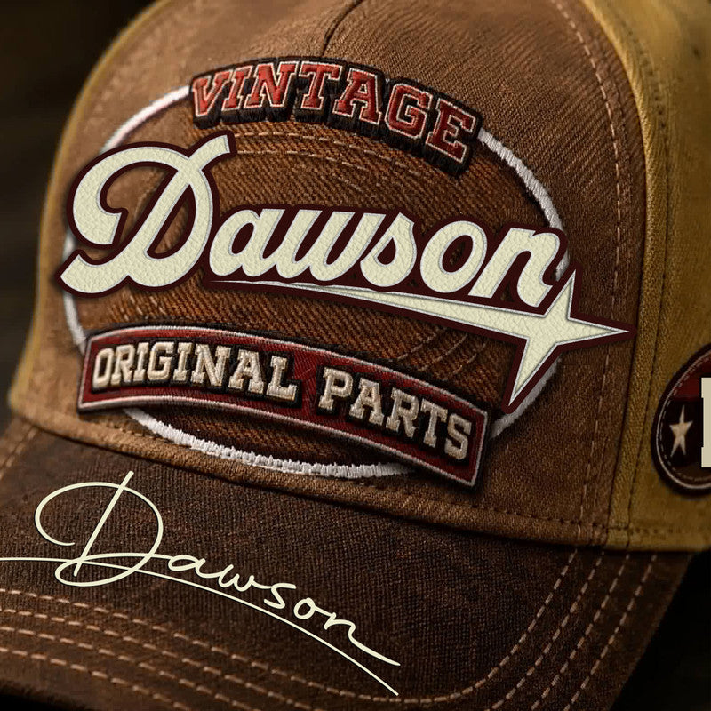 DAWSON TC02 HH79  Personalized Name Baseball Cap, Vintage Retro Hat, Custom Gift for Him & Her