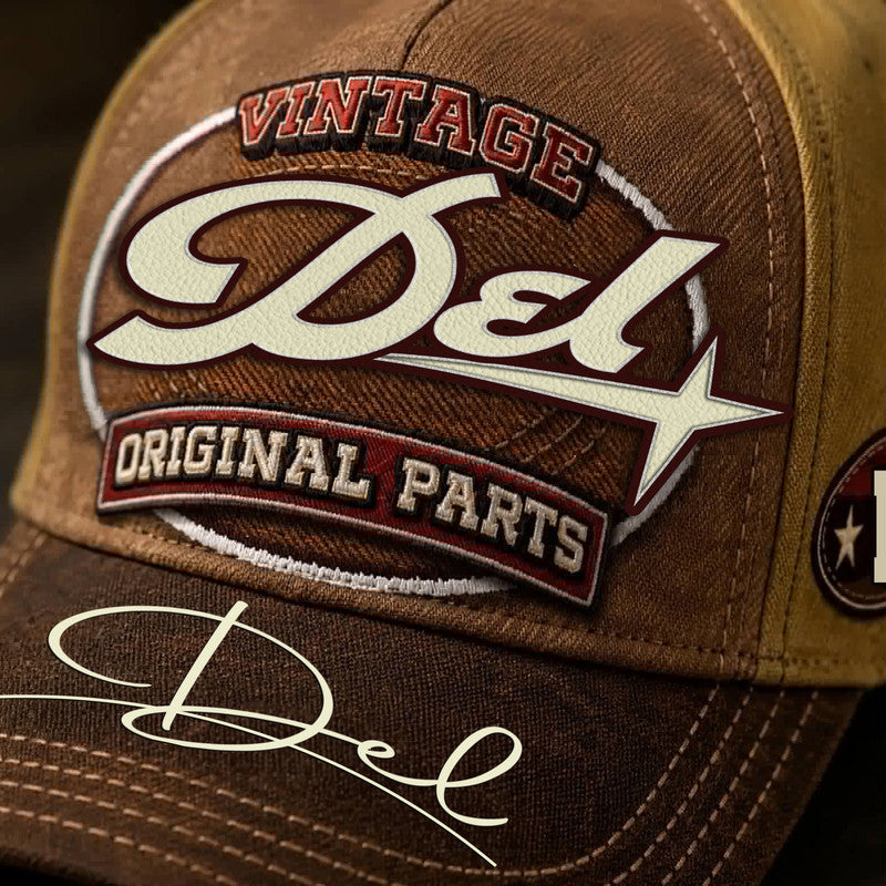 DEL TC02 HH79  Personalized Name Baseball Cap, Vintage Retro Hat, Custom Gift for Him & Her
