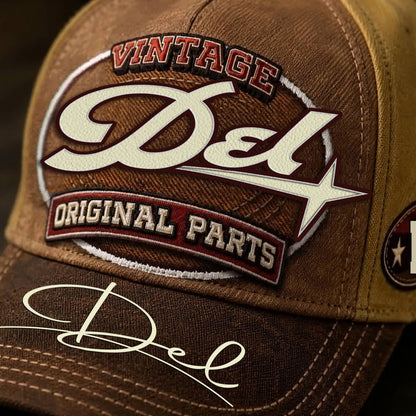 DEL TC02 HH79  Personalized Name Baseball Cap, Vintage Retro Hat, Custom Gift for Him & Her