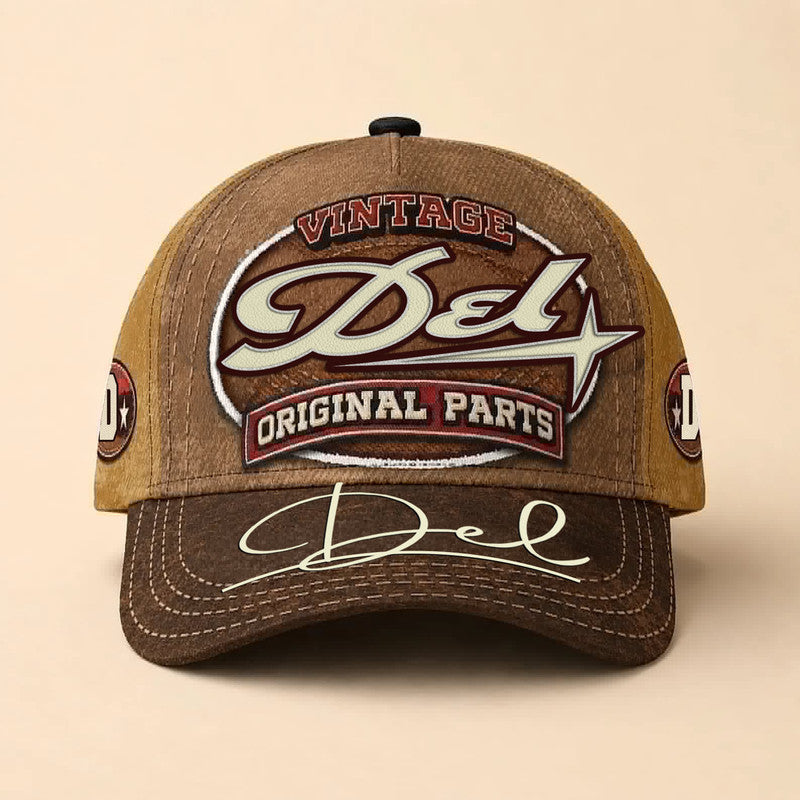 DEL TC02 HH79  Personalized Name Baseball Cap, Vintage Retro Hat, Custom Gift for Him & Her
