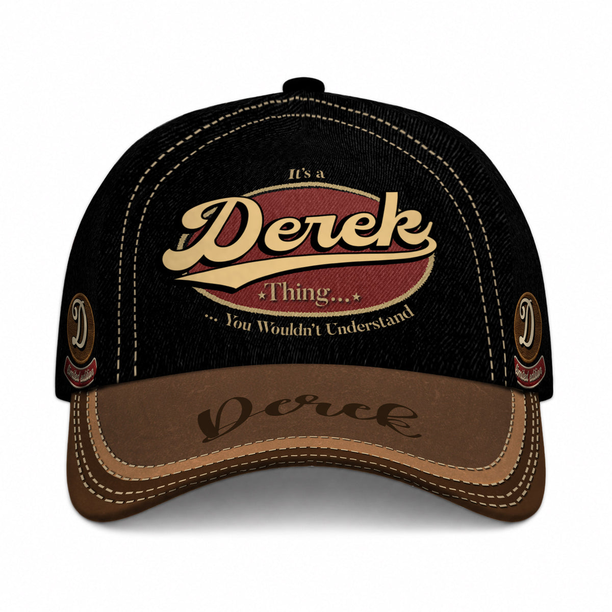 DEREK  TC06 HH79 Personalized Distressed Baseball Cap, Custom Retro Trucker Hat, Statement Dad Cap