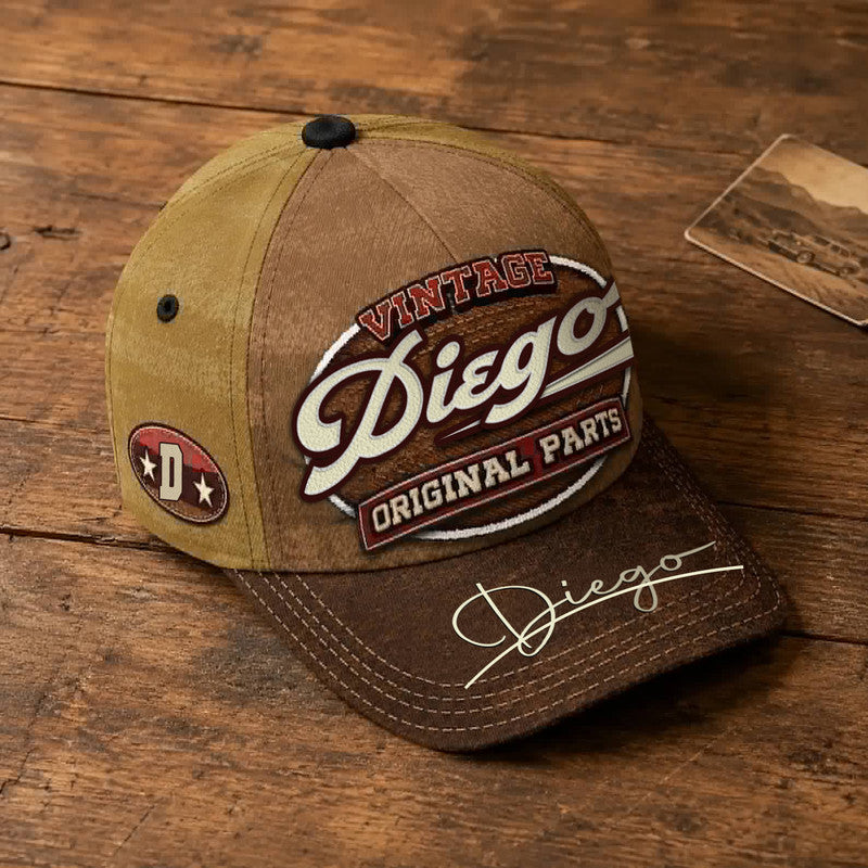 DIEGO TC02 HH79  Personalized Name Baseball Cap, Vintage Retro Hat, Custom Gift for Him & Her
