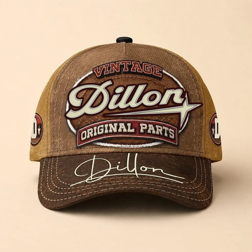 DILLON TC02 HH79  Personalized Name Baseball Cap, Vintage Retro Hat, Custom Gift for Him & Her