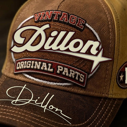 DILLON TC02 HH79  Personalized Name Baseball Cap, Vintage Retro Hat, Custom Gift for Him & Her