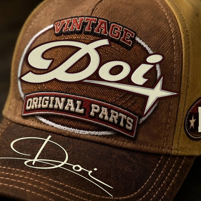 DOI TC02 HH79  Personalized Name Baseball Cap, Vintage Retro Hat, Custom Gift for Him & Her