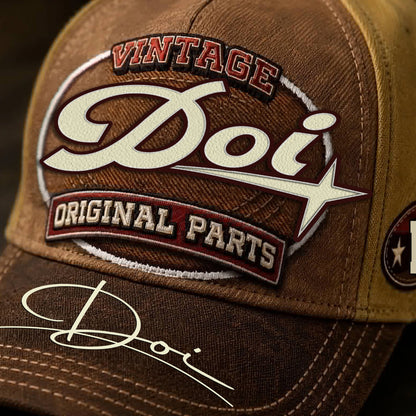 DOI TC02 HH79  Personalized Name Baseball Cap, Vintage Retro Hat, Custom Gift for Him & Her