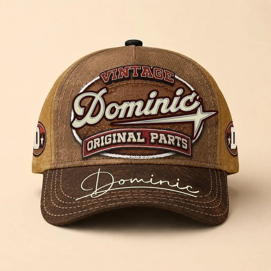 DOMINIC TC02 HH79  Personalized Name Baseball Cap, Vintage Retro Hat, Custom Gift for Him & Her