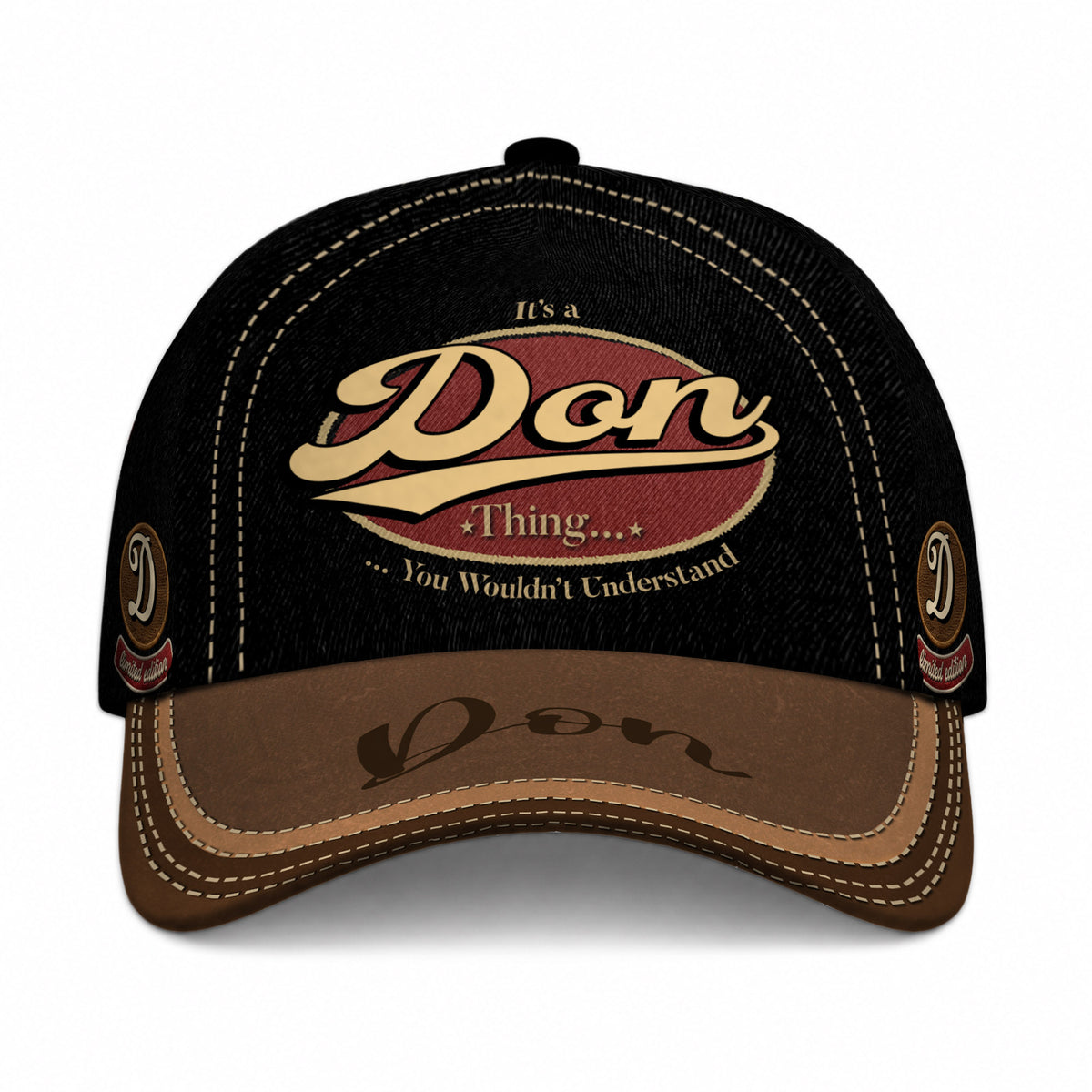 DON  TC06 HH79 Personalized Distressed Baseball Cap, Custom Retro Trucker Hat, Statement Dad Cap