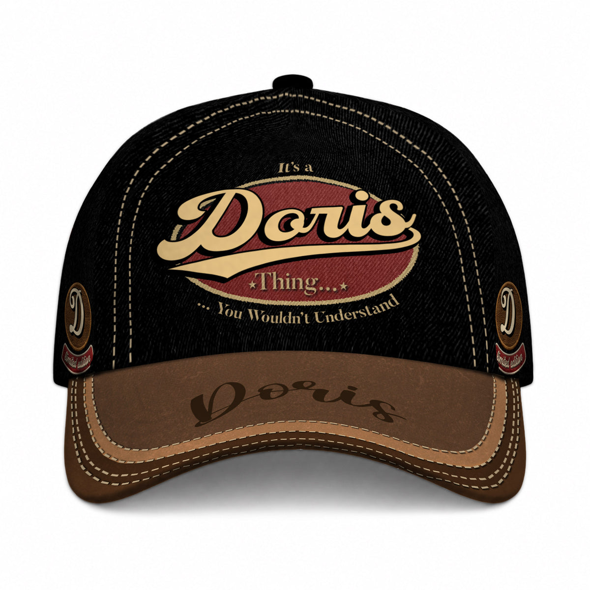 DORIS  TC06 HH79 Personalized Distressed Baseball Cap, Custom Retro Trucker Hat, Statement Dad Cap