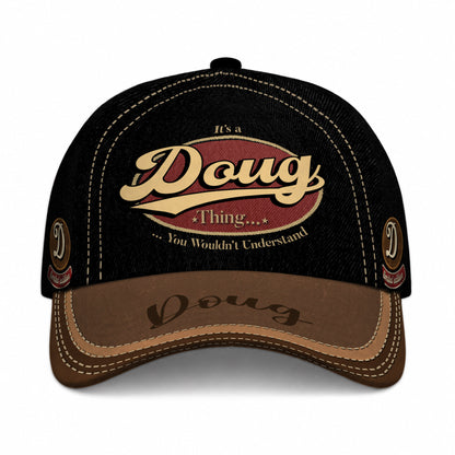DOUG  TC06 HH79 Personalized Distressed Baseball Cap, Custom Retro Trucker Hat, Statement Dad Cap