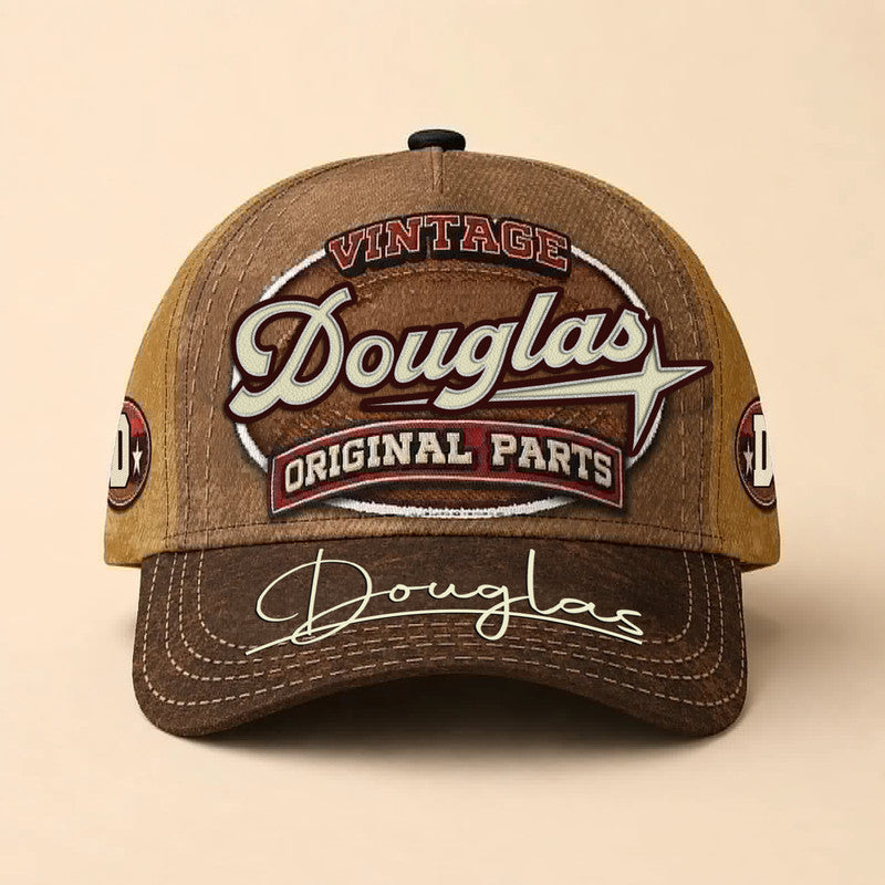 DOUGLAS TC02 HH79  Personalized Name Baseball Cap, Vintage Retro Hat, Custom Gift for Him & Her