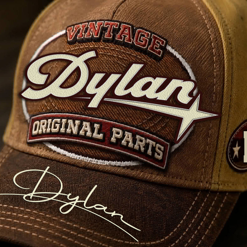 DYLAN TC02 HH79  Personalized Name Baseball Cap, Vintage Retro Hat, Custom Gift for Him & Her